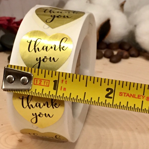 500 Thank You Gold Foil Heart Stickers PRICE FIRM - Picture 2 of 4